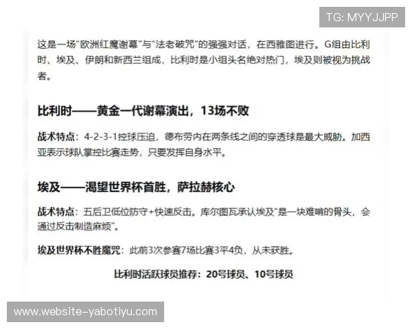 世界杯比利时对埃及比赛直播时间表及观看平台详细指南 世界杯比利时对埃及比赛直播时间表及观看平台详细指南